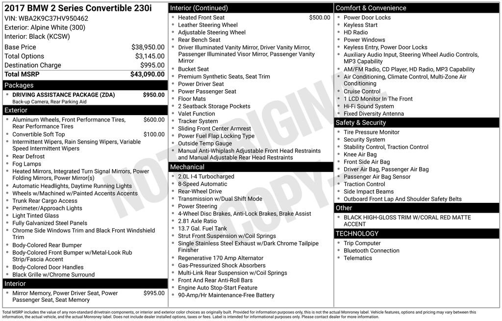 bmw 2 series 2017 WBA2K9C37HV950462 image bmw 2 series 2017 WBA2K9C37HV950462 image